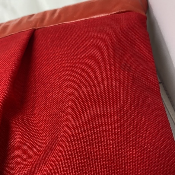 Large Red Vintage Clutch Linen Leather Bag Purse - Picture 7 of 10